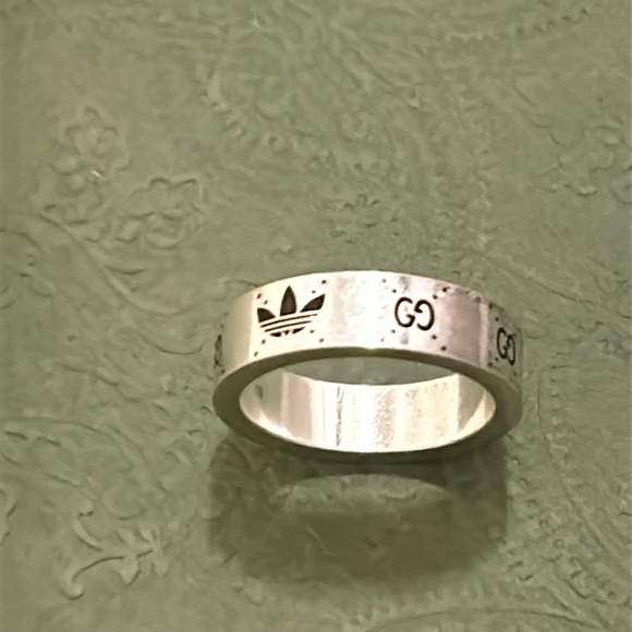 Gucci x Adidas Engraved Interlocking G Ring Ag 925